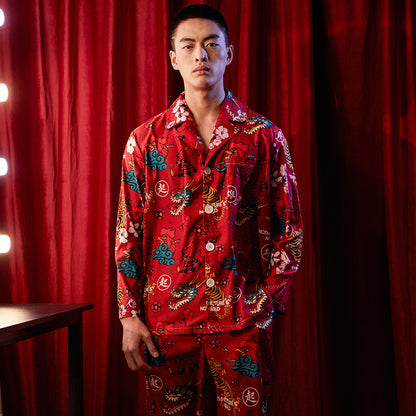 Men's Traditional Pattern All Over Print Long PJ Set